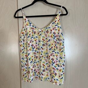 banana Republic V-neck classic camisole, off-white white floral pattern, size SP